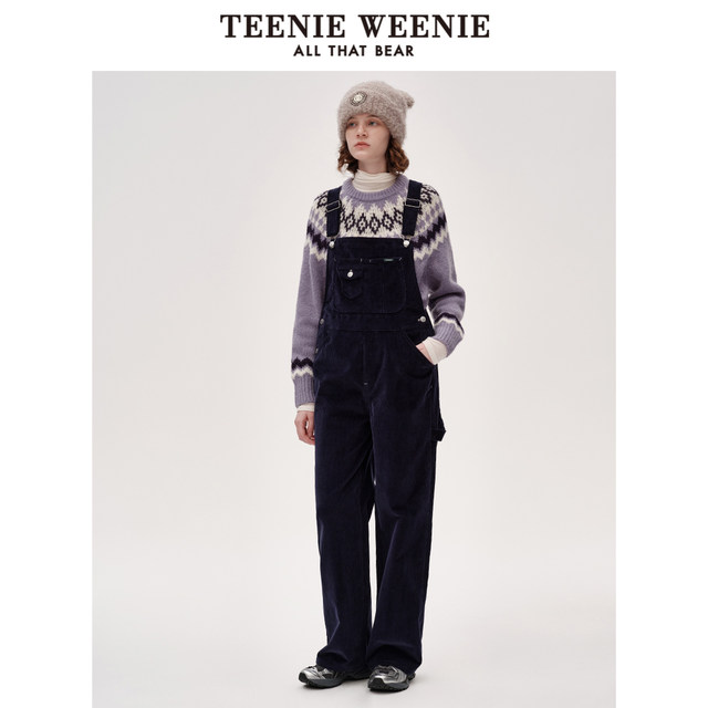 TeenieWeenie Bear Ole winter wear combed cotton corduroy overalls trousers retro fashionable Hong Kong style women