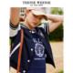 TeenieWeenie Bear Outlet Women's Jacket Autumn Striped Contrast Color ແຂນສັ້ນ Embroidered Baseball Top