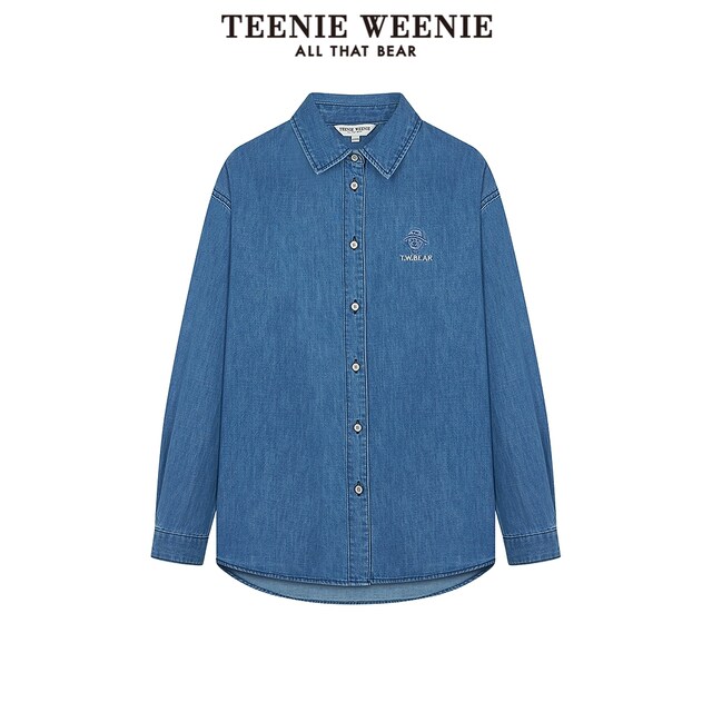 TeenieWeenie ຫມີເດັກຍິງຄົນອັບເດດ: ບາດເຈັບແລະ Retro Lazy Style Retro Denim ແຂນຍາວ Denim Jacket