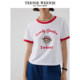 TeenieWeenie Bear Outlet ແມ່ຍິງ summer ສັ້ນຄໍ Round T-shirt ວິທະຍາໄລແບບສີກົງກັນຂ້າມກັບລຸ່ມສຸດ