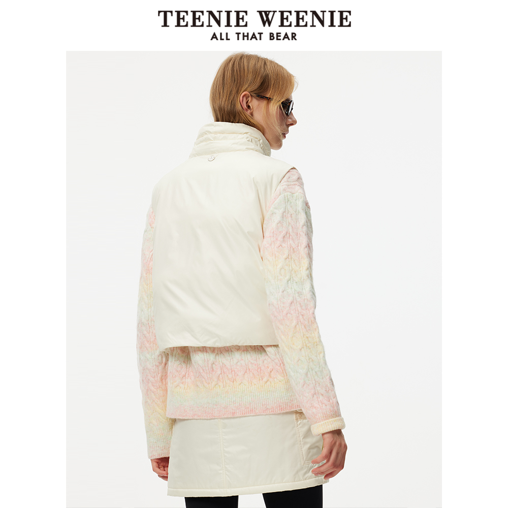 TeenieWeenie小熊奥莱女装棉服2024冬防泼水透湿宽松时尚短款马甲