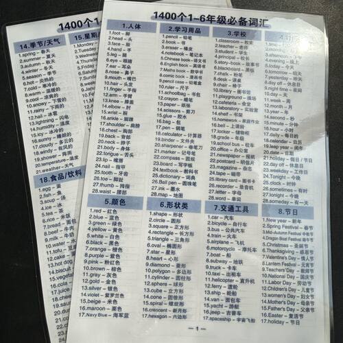 小学生英语1400个单词高清覆膜防水词汇大全速记卡片随身天天学习 - 图1
