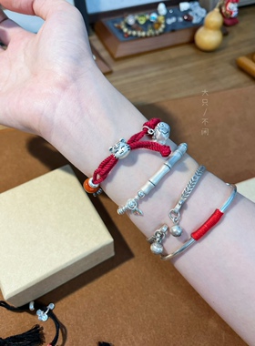 不闲原创 节节高升好运连连 竹节银珠手链 s925纯银 原创小众设计