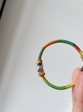 不闲手作 彩蜡醒狮手工编绳 金刚结护身保平安 原创手工礼物