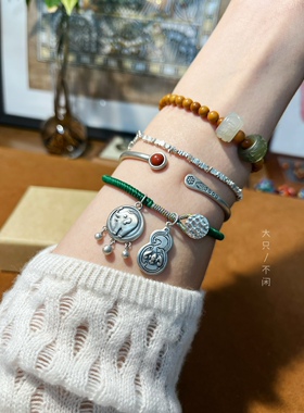 不闲原创手作 文玩少女 橄榄核玉石跑环手串 文玩串串