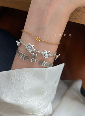 不闲原创手作  库洛米爱心手链三丽鸥生日礼物纯银手链