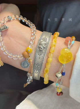 不闲原创手作 白水晶能量念珠 透亮白水晶无优化天然手链女