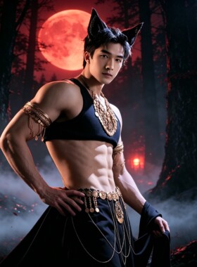 流苏腰链夜店酒吧cos男士肚皮舞性感饰品臂环项链狼耳角色扮演潮