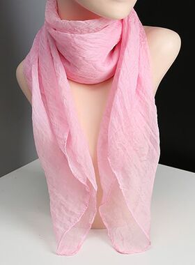 小方巾女纯色韩版围脖薄款雪纺