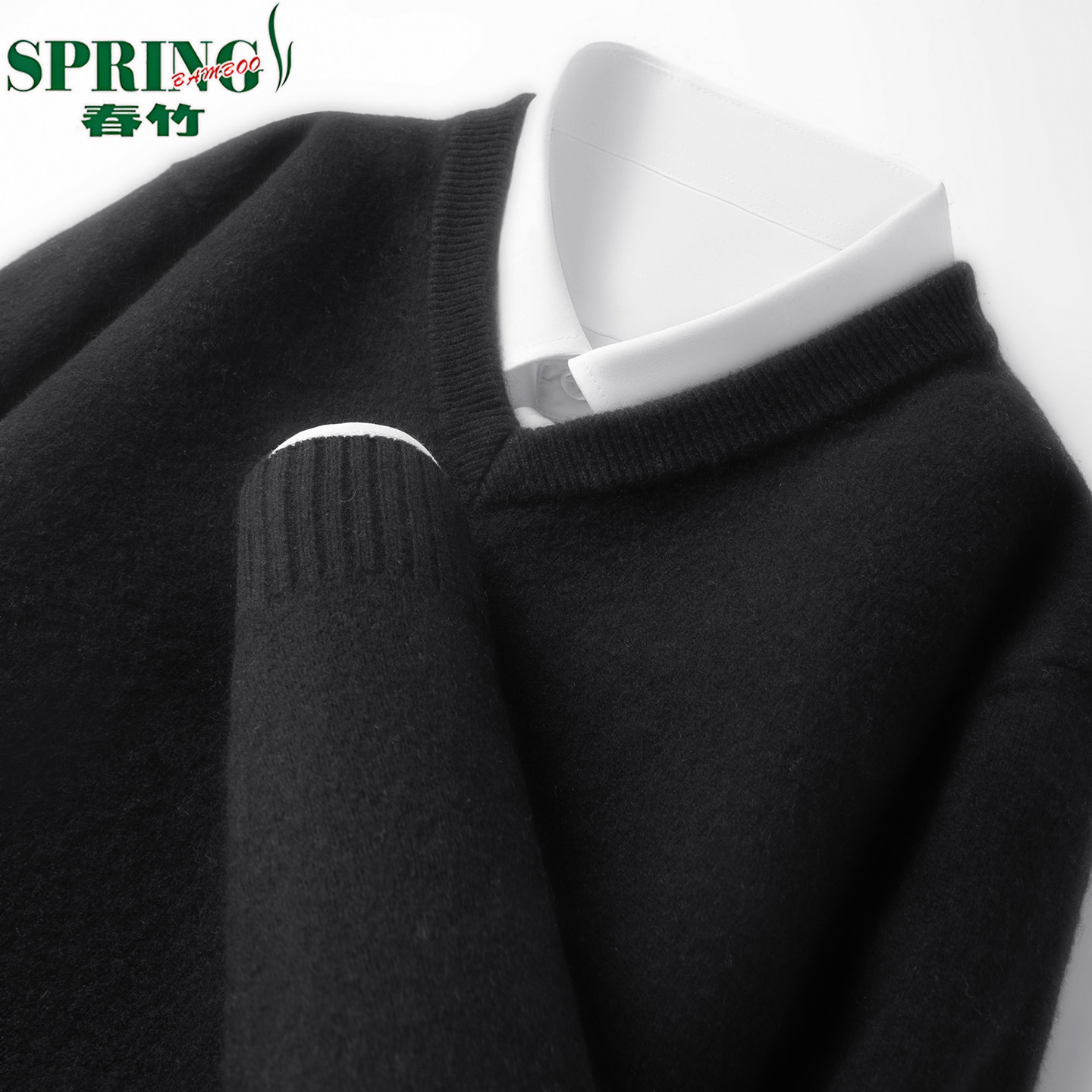 春竹纯羊绒衫男士V领红色本命年加厚保暖鸡心领商务休闲针织毛衣,淘宝优惠券,粉丝福利购,淘宝优惠卷