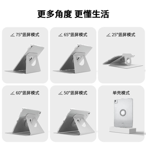 gomi适用iPadair7保护壳11代mini6苹果平板iPadpro保护套air6/5轻薄2024磁吸10代9透明4亚克力防弯2025旋转8 - 图2