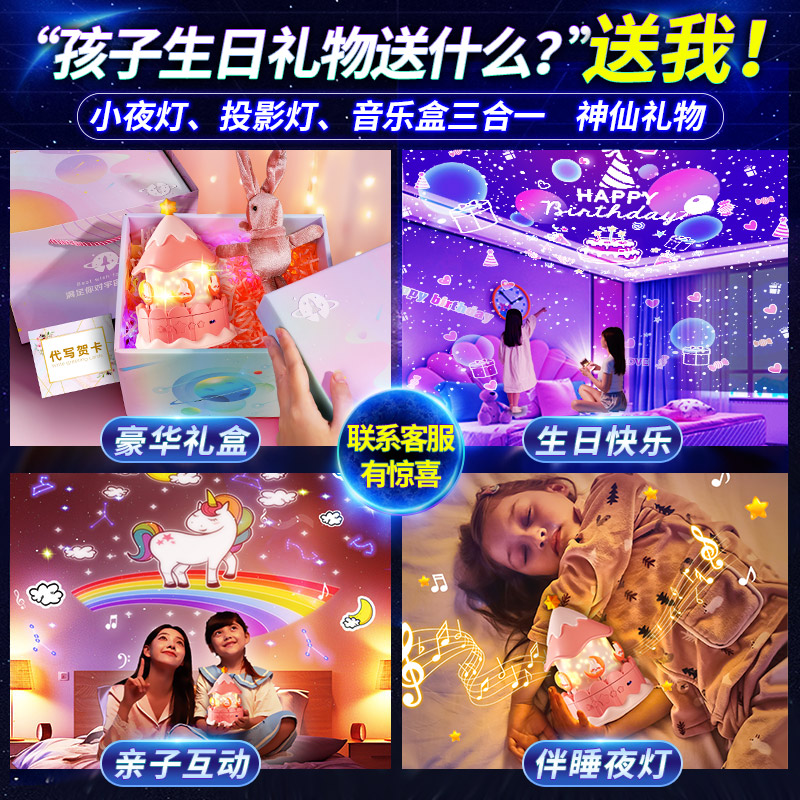 氛围星空投影灯儿童满天星星光女孩房间卧室顶浪漫梦幻图案小夜灯 - 图2