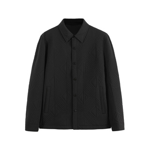 DIDIBOY迪迪博迩2025冬翻领单排扣黑色保暖棉服外套