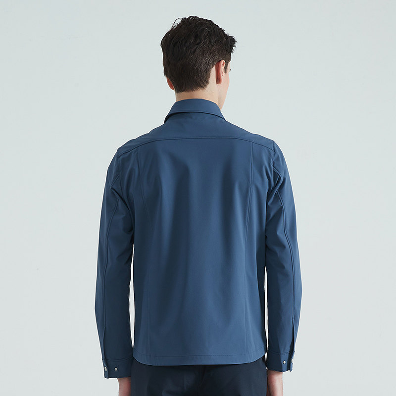 DIDIBOY迪迪博迩春季男士蓝色翻领纯色休闲夹克外套男装衣服