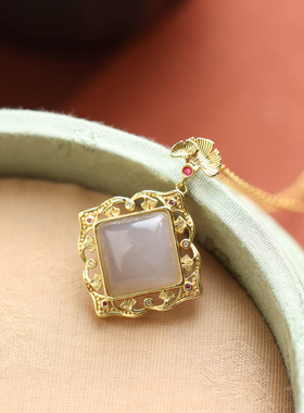 S925银镀金和田玉吊坠