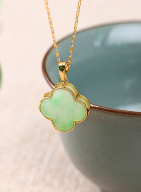 国潮风四叶草玉项链34