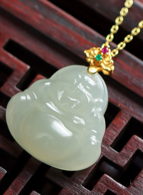 和田玉青玉佛公吊坠34