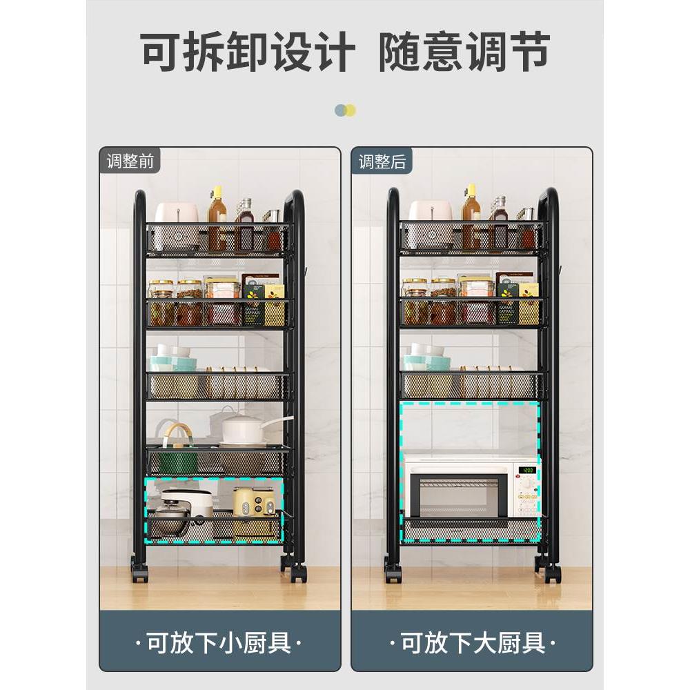 厨房置物架家用收纳储物架子落地多层用品大全小推车多功能蔬菜篮