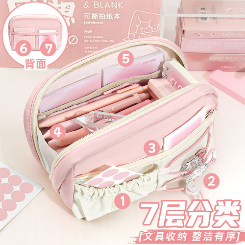 春日樱花~笔袋高颜值ins风文具盒女孩款2026年超火儿童铅笔盒2025小学生初中生高中大容量简约透明小众不撞款 - 图0