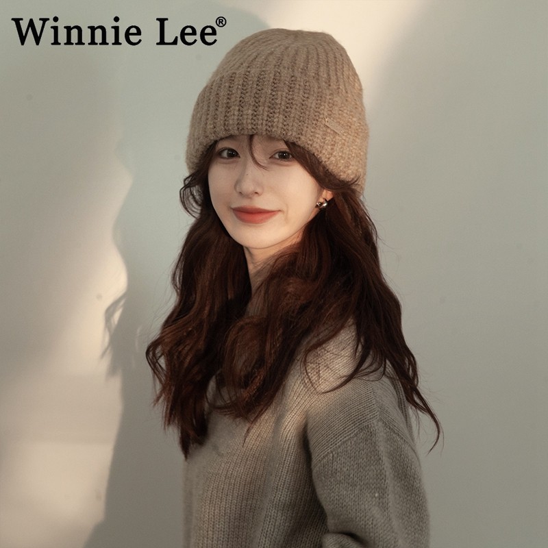 Winnie Lee日本设计师联名款大头围羊毛毛线帽子女冬季保暖针织帽,淘宝优惠券,粉丝福利购,淘宝优惠卷