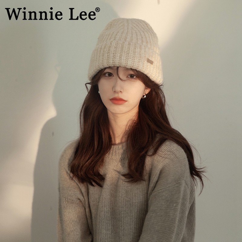 Winnie Lee日本设计师联名款大头围羊毛毛线帽子女冬季保暖针织帽,淘宝优惠券,粉丝福利购,淘宝优惠卷