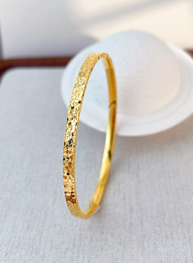 网红款三面碎冰纹手镯手环 高级感镀k金保色爆闪设计感碎冰冰手镯