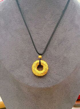 金店同款百福平安扣吊坠高保色百福项链编绳国潮沙金同心圆毛衣链