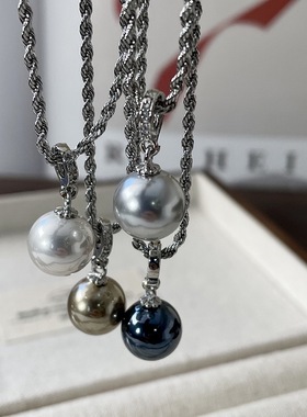 万能扣珍珠吊坠美拉德麻花长款项链日常百搭装饰链毛衣链配饰53