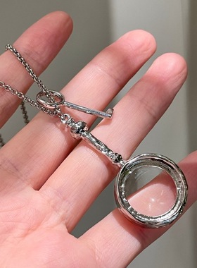 博主同款放大镜钥匙项链小众高级感钛钢链长款毛衣链女82