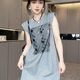 Sleeveless dress for women 2025 summer new style lace splicing hem heavy sequin metal chain round neck long skirt