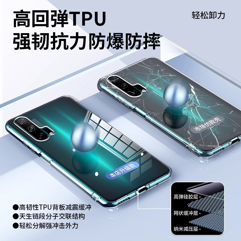 适用华为荣耀20手机壳20pro透明20s硅胶20i软壳honor20lite青春版二十por镜头全包2o防摔20p超薄全包边软胶套 - 图1