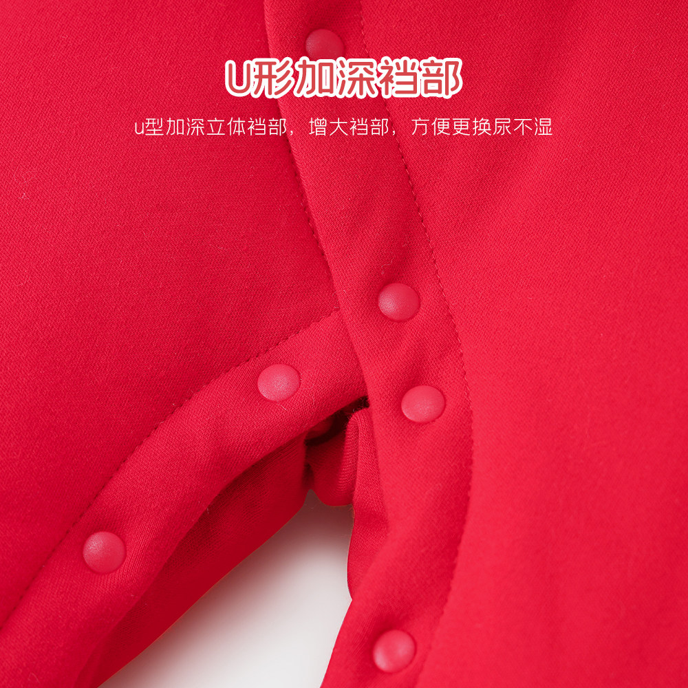 俏萌兔冬季宝宝连体衣红色喜庆棉服 俏萌兔连身衣/爬服/哈衣
