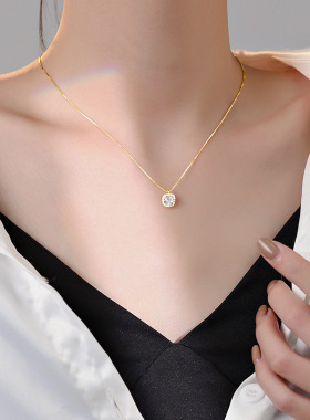 方钻项链女轻奢小众锁骨韩版