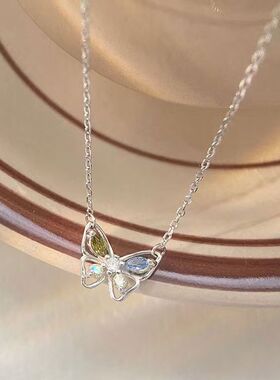 JUSONG KLEIN蝴蝶项链女小众轻奢感微镶锆石动物锁骨链