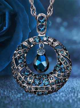 水晶高档长款吊坠挂件装饰项链