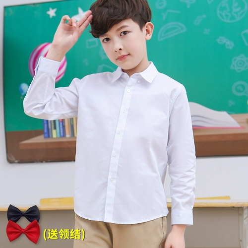 Хлопковая рубашка для мальчиков, детский лонгслив, форма для школьников