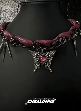 蝴蝶铆钉元素设计项链男女同款