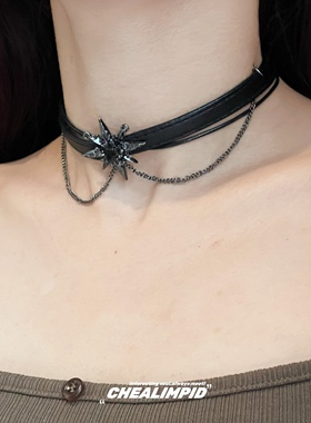 暗黑芒星设计项圈皮革男女通用