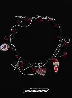 暗黑元素缠绕藤蔓设计颈链皮革男