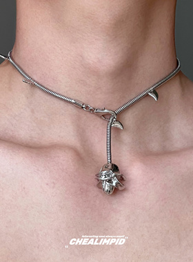 金属玫瑰高级重工设计颈链合金女