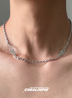 不规则几何刀锋设计项链钛钢男女