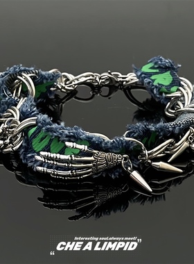 choker/.朋克鬼爪链条缠绕手工子弹头y2k小众设计个性女颈链项链