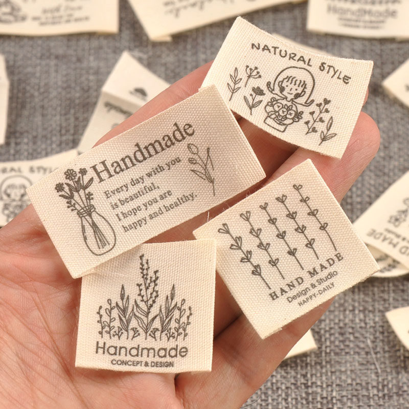 米色标签衣服服装领标手工制作折边布标DIY布贴服饰标签50个,淘宝优惠券,粉丝福利购,淘宝优惠卷