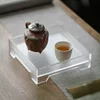 Acrylic pot holder, simple square tea set, tea cup storage rack, versatile frosted small tea tray, dry brewing table tea holder