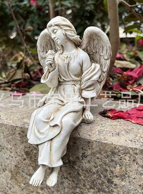 赤脚拿花天使 树脂雕像工艺品 家居雕像摆件装饰户外花园庭院
