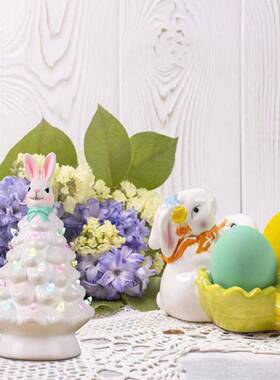 新品上市厂家新款树脂彩灯免子造型摆件 热销爆款直售