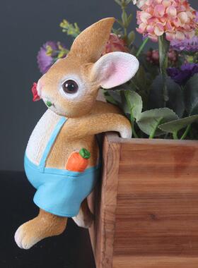庭院花园装饰可爱兔子花盆挂件阳台造景家居装饰品树脂工艺品摆件