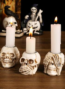 跨境新品万圣节骷髅头树脂摆件骷髅鬼节桌面玄关摆设装饰礼品摆件