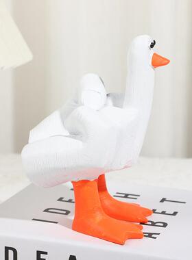 跨境热卖Duck You中指鸭树脂工艺品摆件 创意居家玄关餐桌装饰品
