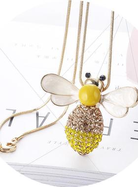 源头韩国时尚可爱小蜜蜂秋冬毛衣链长款项链百搭服饰挂件跨境